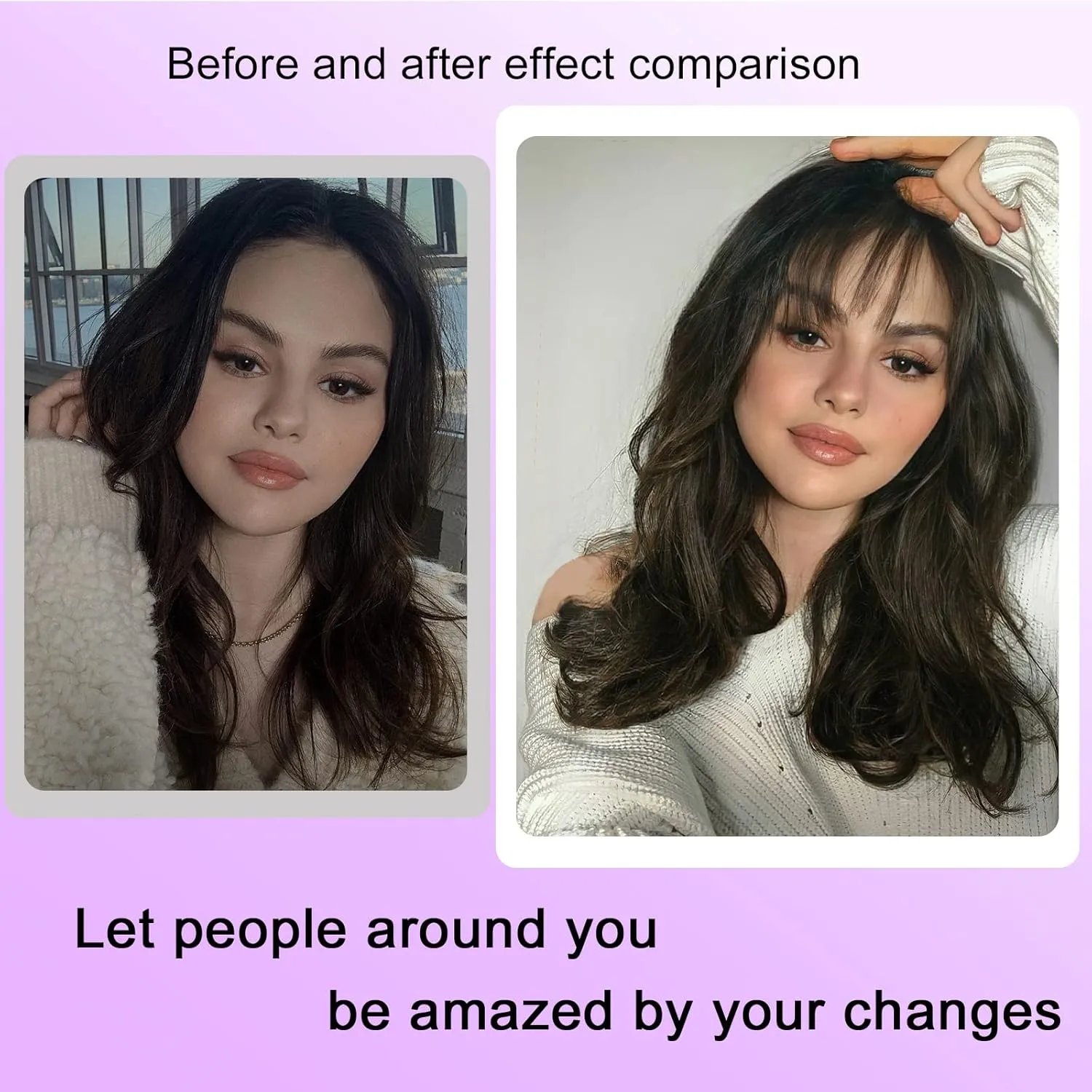 100% Human Hair Clip in Bangs,Women Air Thinning Curtain Flat Brown Black Bangs, Natural Curved Wispy Bangs,Faux fake Bangs