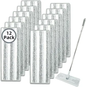 12 Pack Microfiber Mopping Pads Compatible with JOYMOOP, Libman, Oshang Flat Mop and Most 13"X5" Flat Floor Mop, Reusable & Washable Microfiber Cleaning Pads
