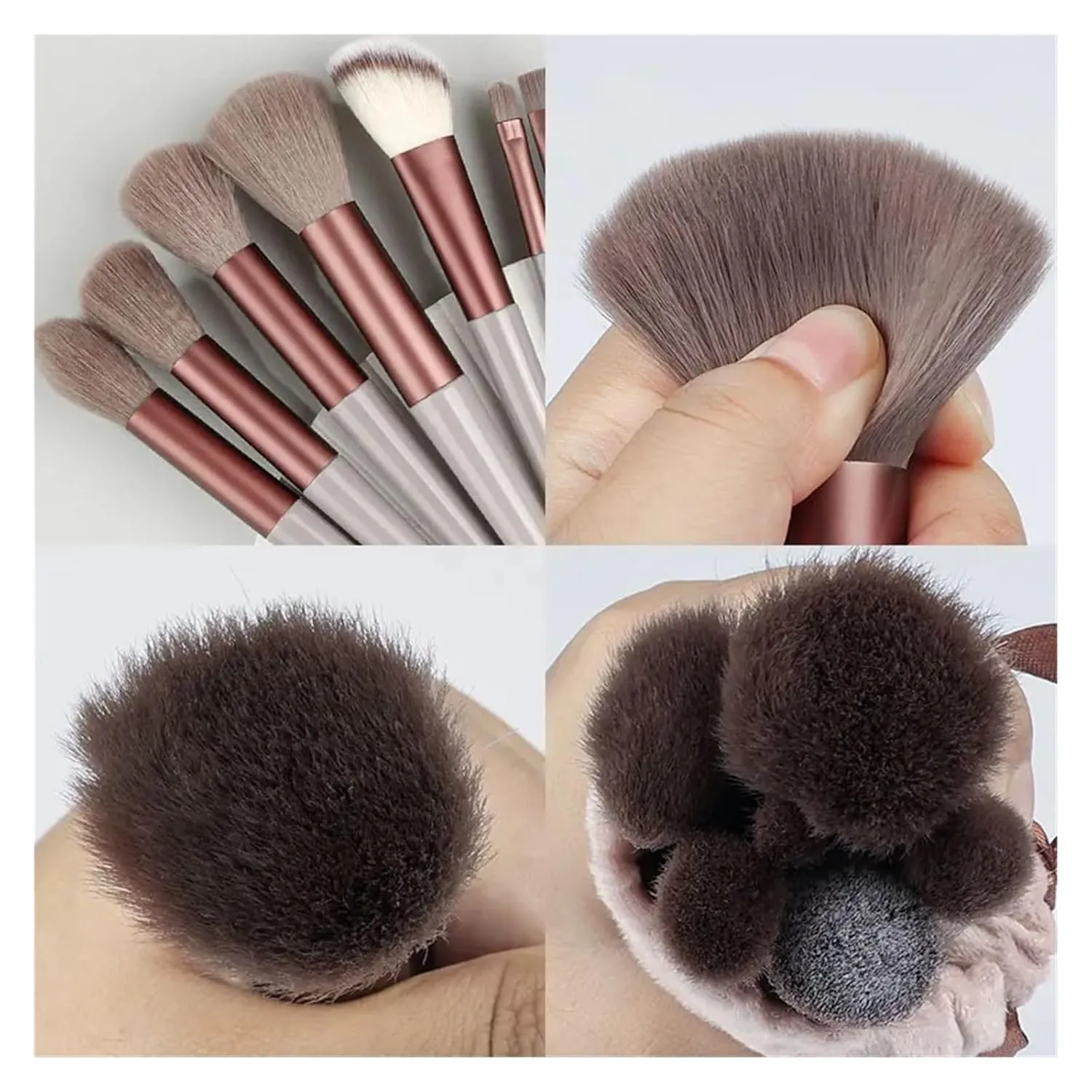 13Pcs Makeup Brushes Set Soft Fluffy Eye Shadow Highlighter Concealers Brush Blush Loose Powder Brush Blending Women Beauty Tool(Green with bag)