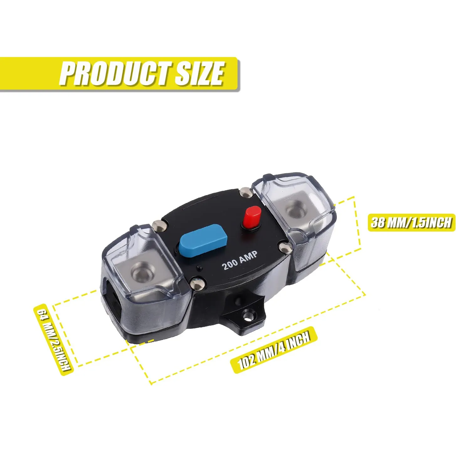 200A 12-48 Volt DC Self Recovery Circuit Breaker with Manual Reset Button for Automotive Rv Marine Boat (200Amp)