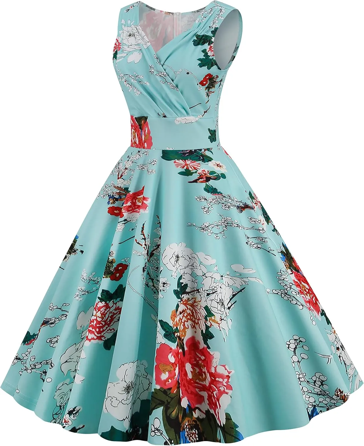 2023 Womens Summer Wrap Sleeveless Sundress Dress V-Neck Floral Summer Party Dress