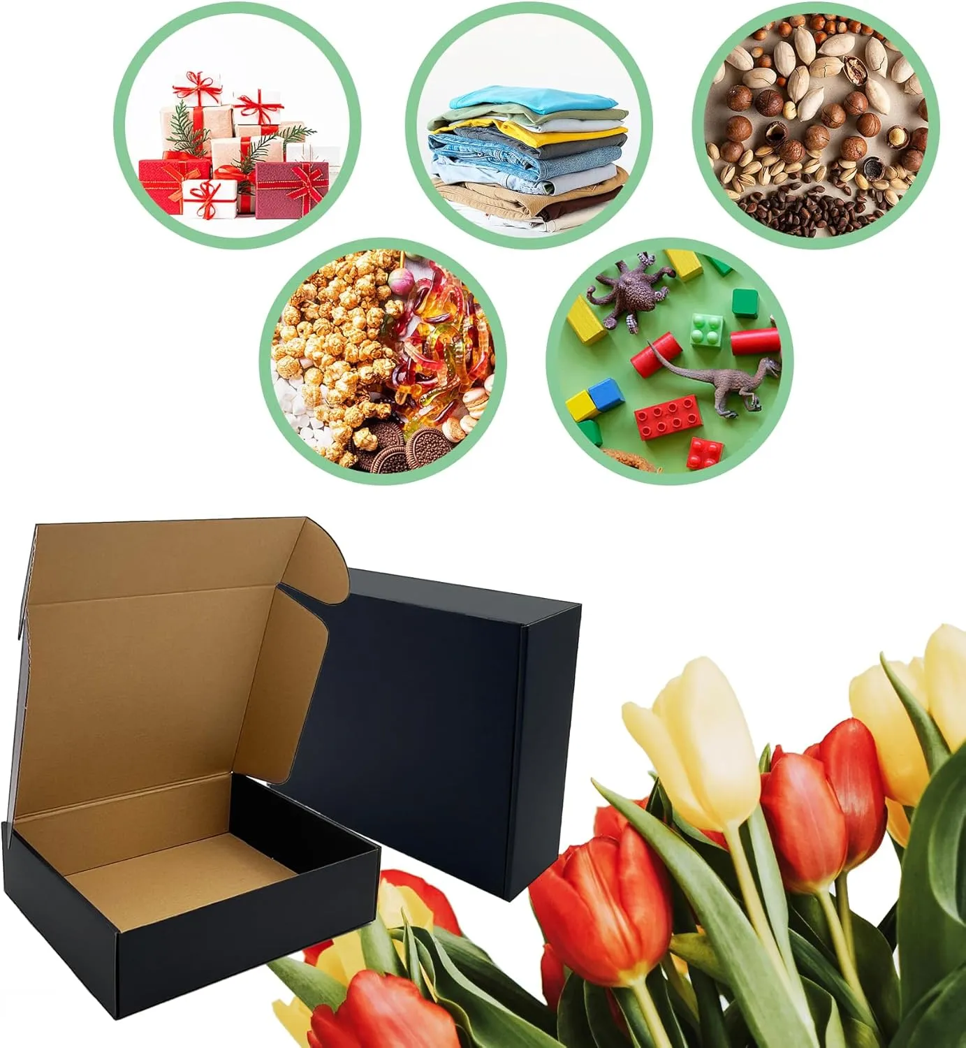 24 Pack 11x9x3 inch Black Shipping Boxes ，Cardboard Packaging Boxes for Mailing Shipping Corrugated Cardboard Boxes for Packaging Small Business Craft Flat Shipping Boxes Empty Gifts Giving Products