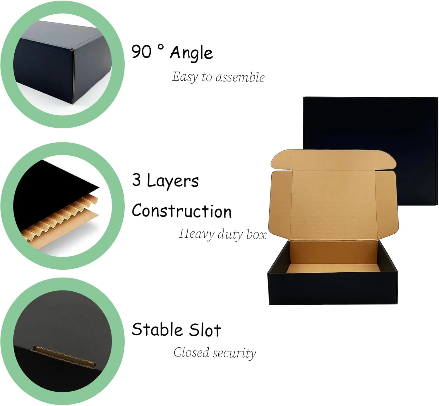 24 Pack 11x9x3 inch Black Shipping Boxes ，Cardboard Packaging Boxes for Mailing Shipping Corrugated Cardboard Boxes for Packaging Small Business Craft Flat Shipping Boxes Empty Gifts Giving Products