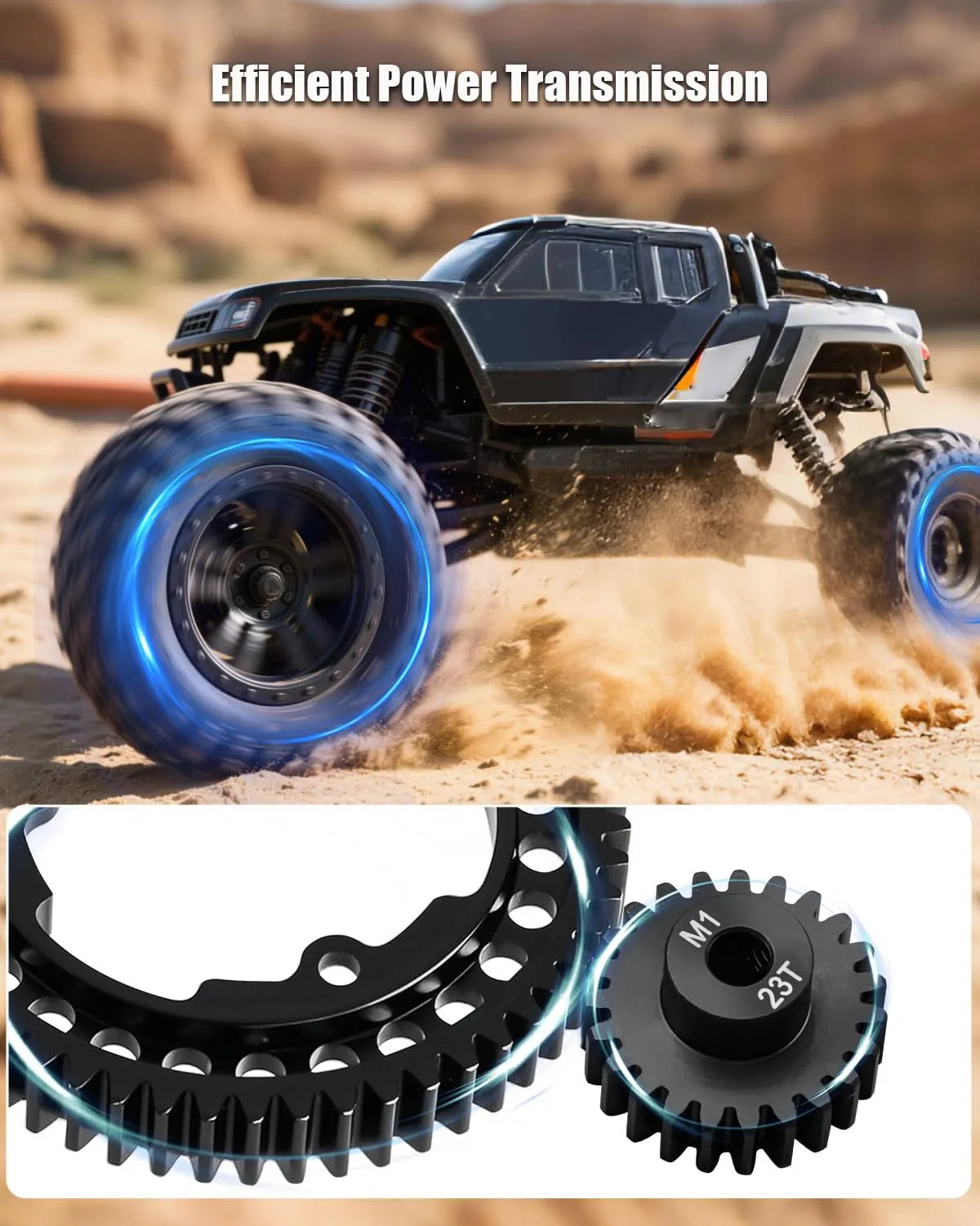 54T M1.0 Harden Steel Main Spur Gear with 23T Pinion Motor Gear Fit for Traxxas 1/10 Maxx 1/10 E-REVO 2.0 VXL 1/5 X-Maxx 1/7 XO-1 1/6 XRT Replace 6481X Hot Racing Spur Gear RC Cars Spare Parts