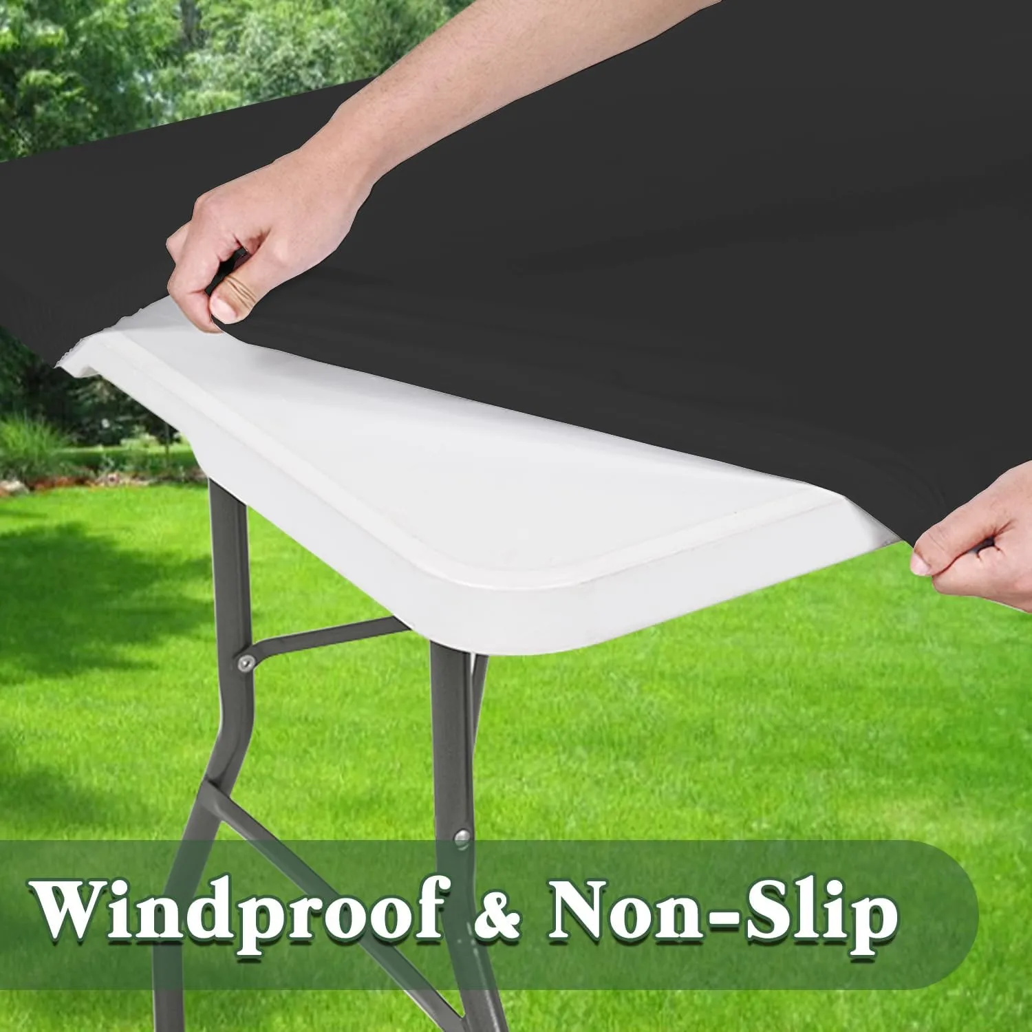 6 Pack Picnic Table Cover Elastic Fitted Tablecloths for 6 Foot Rectangle Tables Waterproof Stretch Washable Patio Folding Outdoor Spandex Table Cloth for Camping Banquet and Parties (Grey,30" x 72")