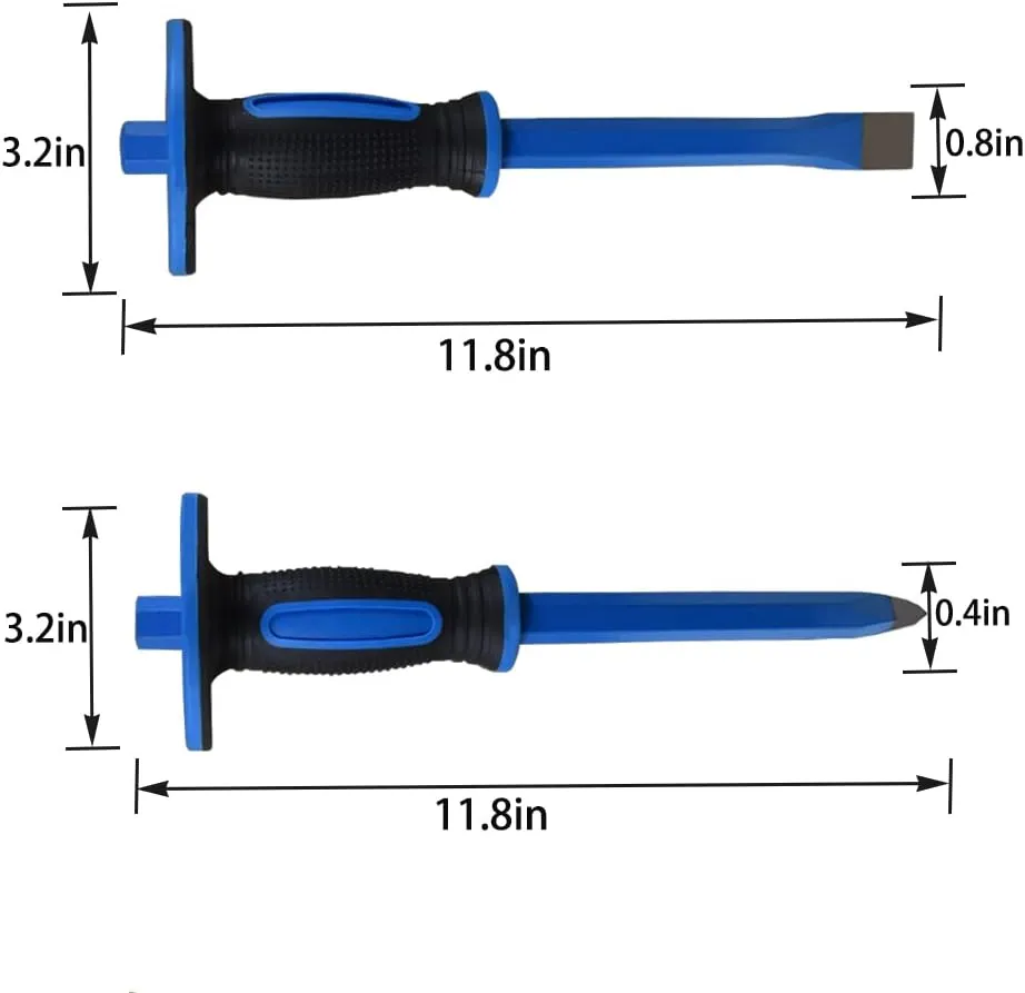 8 PCS Geology Rock Pick Equipment Kit,2 Rock Digging chisels with Protective Caps and 21oz Hammer,Digging Chisel Set,Gold mining and Tool Set for Hounding (BLUE)