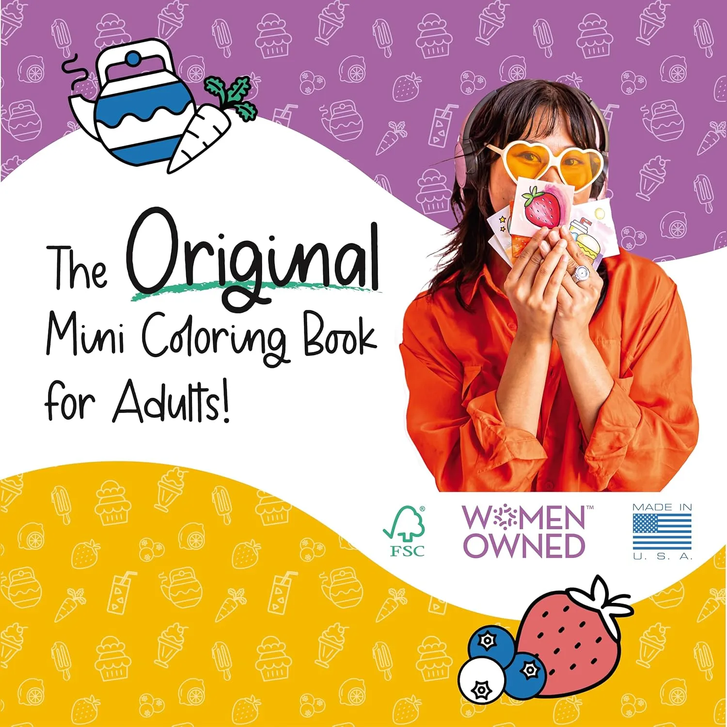 A Brighter Year The Original Adult Mini Coloring Book - 13 Piece Variety Pack - 3” x 3” Pocket Size, 50 Pages, Lay Flat Binding, Thick Paper, No Bleeding - Stress/Anxiety Relief - Relaxation, Gift