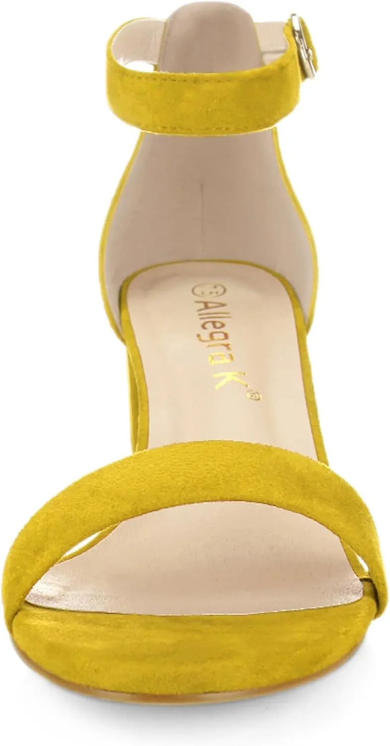 Allegra K Women's Open Toe Block Heel Ankle Strap Sandals