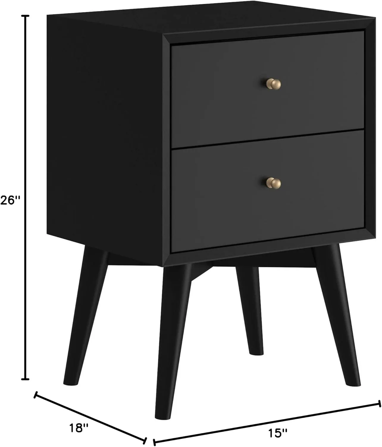 Alpine Furniture Flynn Nightstand, Black