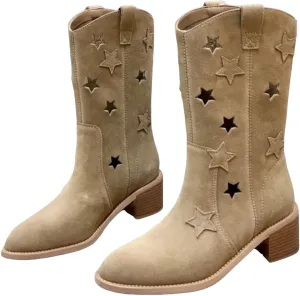 AMDBEL Womens Boots Ankle, Ankle Booties Low Heel Mid Calf Boots Fashion Cowboy Boots Pointed Toe Fall Winter Shoes