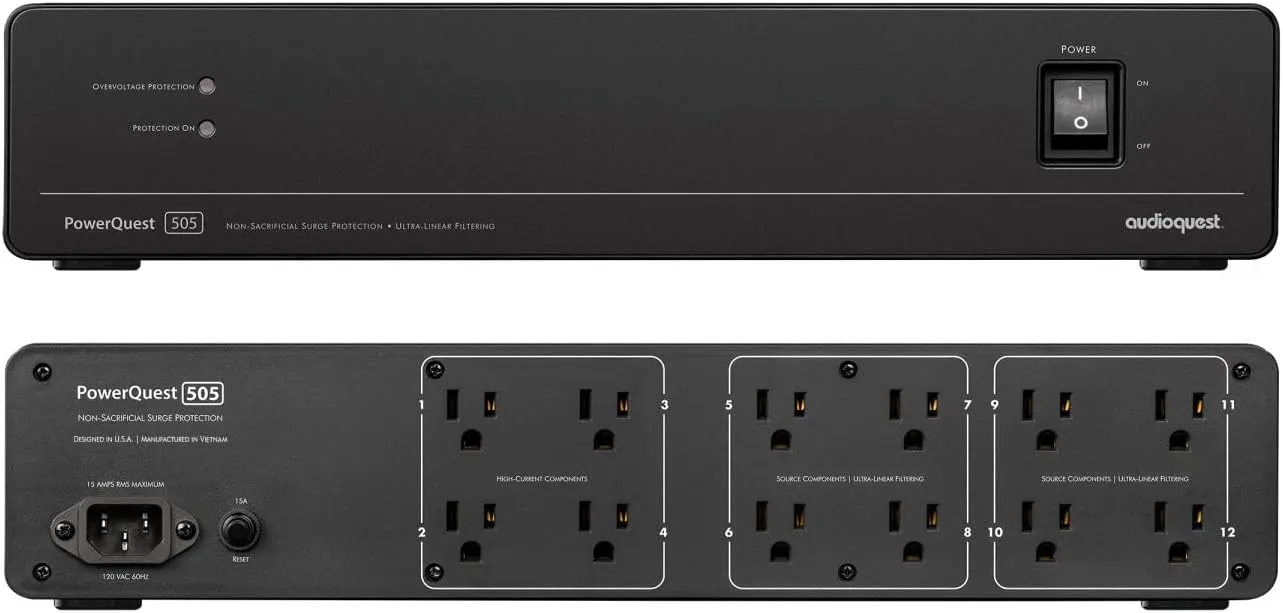 AudioQuest PowerQuest 505 12-Outlet Power Conditioner & Non-Sacrificial Surge Protector - North America