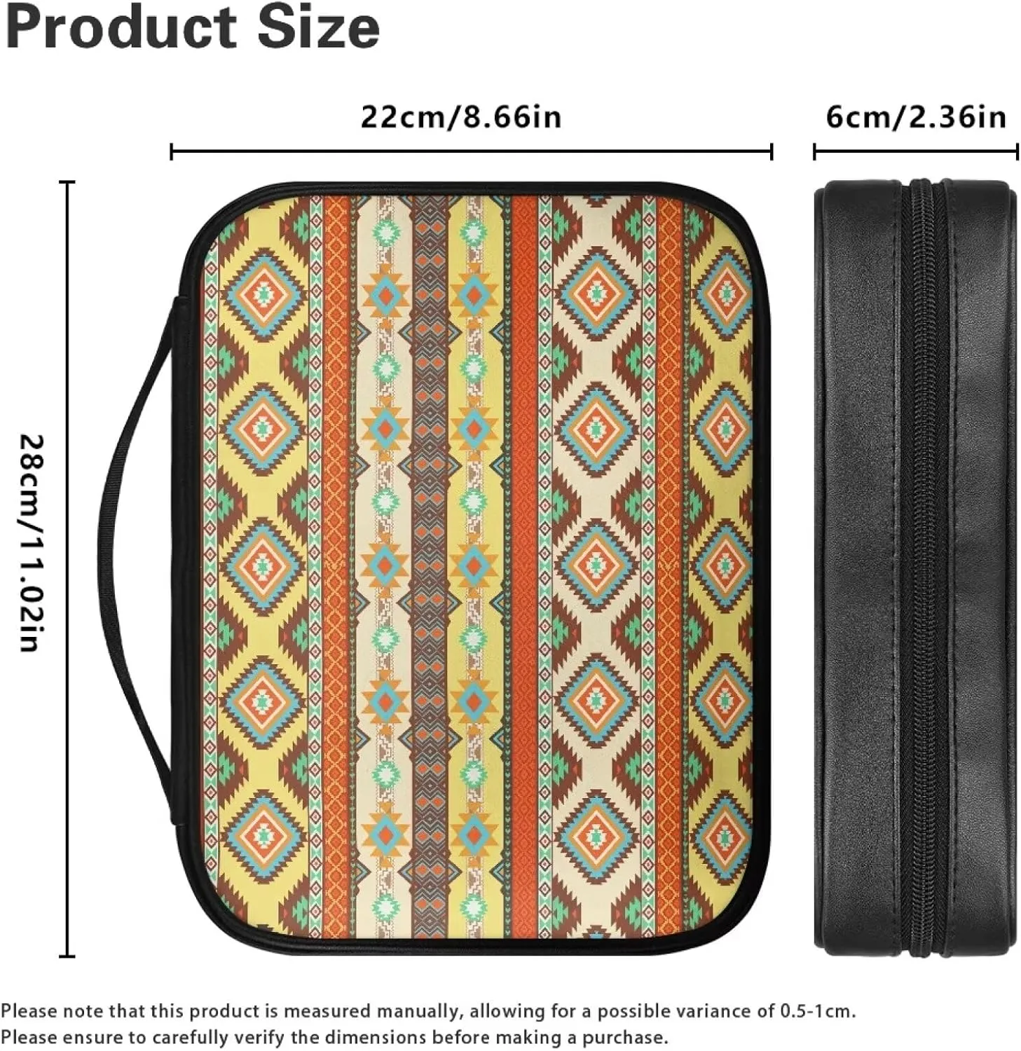 Aztec Tribal Bible Cover for Women Men Bible Case for Lady Large Bible Case with Handles Bible Pack Simple Carrying Case with Zipper Pocket