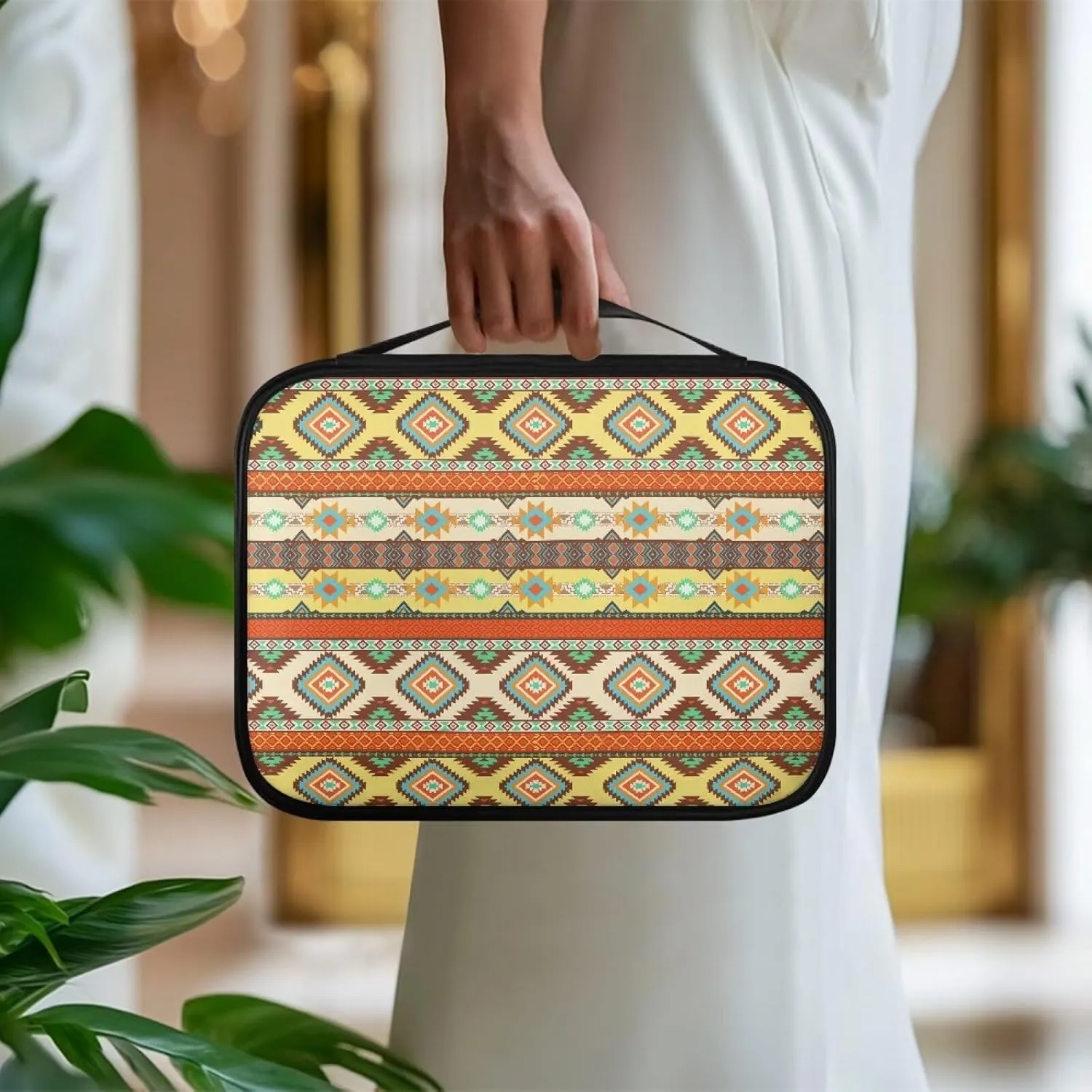 Aztec Tribal Bible Cover for Women Men Bible Case for Lady Large Bible Case with Handles Bible Pack Simple Carrying Case with Zipper Pocket