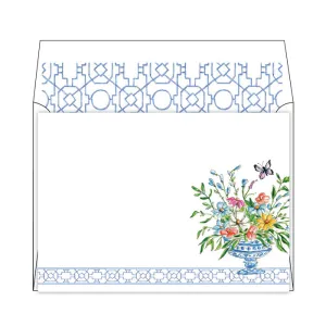 Blue Wonderland Floral Arrangement Flat Note Stationery