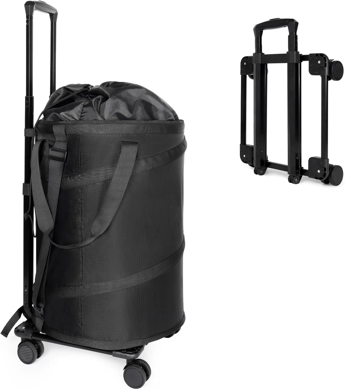 Bukere Laundry Hamper with Wheels, Extra Large 3 in 1 Pop Up Basket with Rolling Trolley, Collapsible Freestanding Carry Bag Wheeled Laundry Cart for Clothes, Laundry Room, Apartment, College Dorm