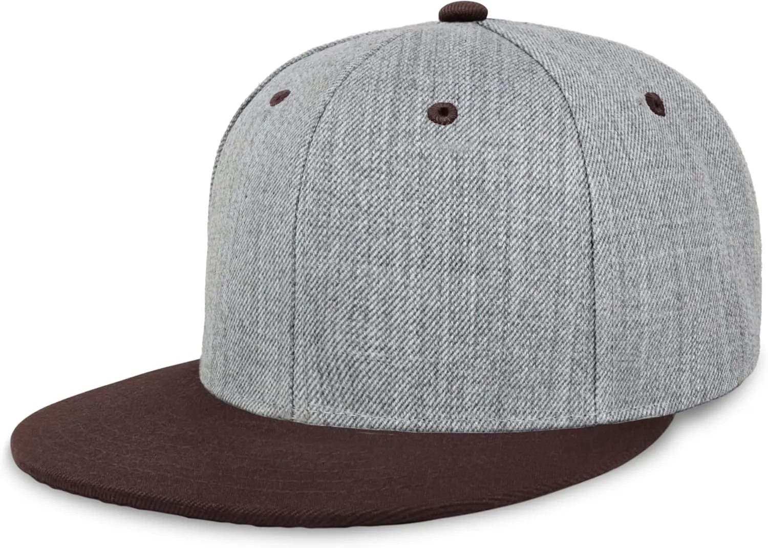 CHOK.LIDS Two Tone Snapback Heather Grey Flat Bill Visor Wool Blend Classic Plain Hats for Men Women Adjustable Baseball Cap