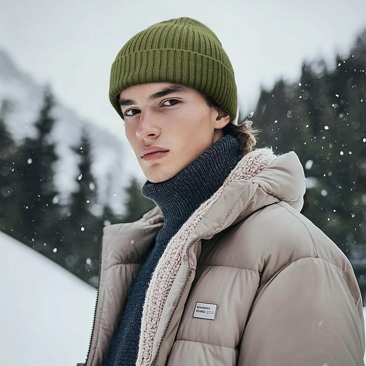 Croogo Knit Beanie Hat Fisherman Ski Caps Fall Winter Warm Knitted Ribbed Cuffed Skull Cap Slouchy Toboggan Cap for Men Women
