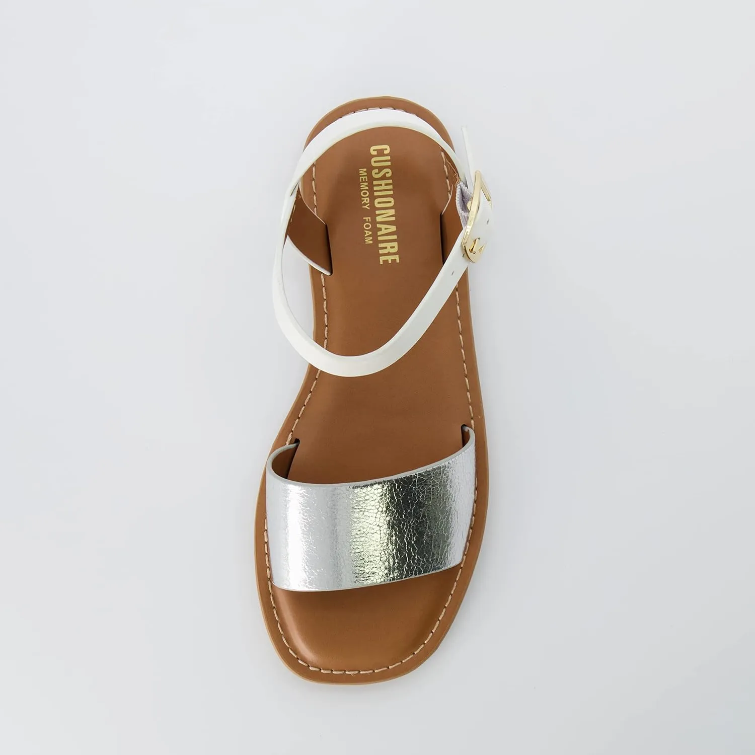CUSHIONAIRE Women's Swoon one band ankle strap sandal with Memory Foam, Wide Widths Available