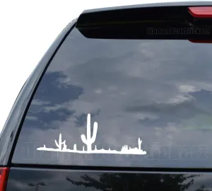 DiamondCutStickerz Desert Cactus Sand Decal Sticker Car Truck Motorcycle Window Bumper Laptop Wall Decor - Size (14 inch / 36 cm Wide) - Color (Matte White)