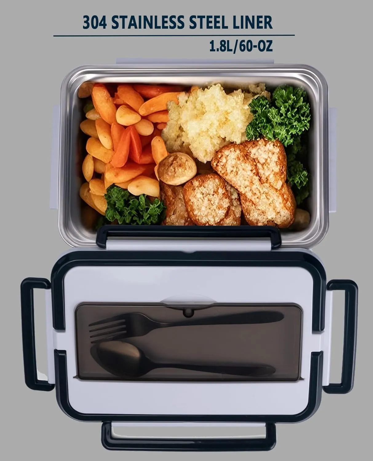 Electric Lunch Box, heated lunchbox for adults men 12V/24V/110V portable Food Warmer 80W self heating lunch boxes for Car Truck Work, heatable lunchbox with 2 Stainless Steel Containers 60-oz
