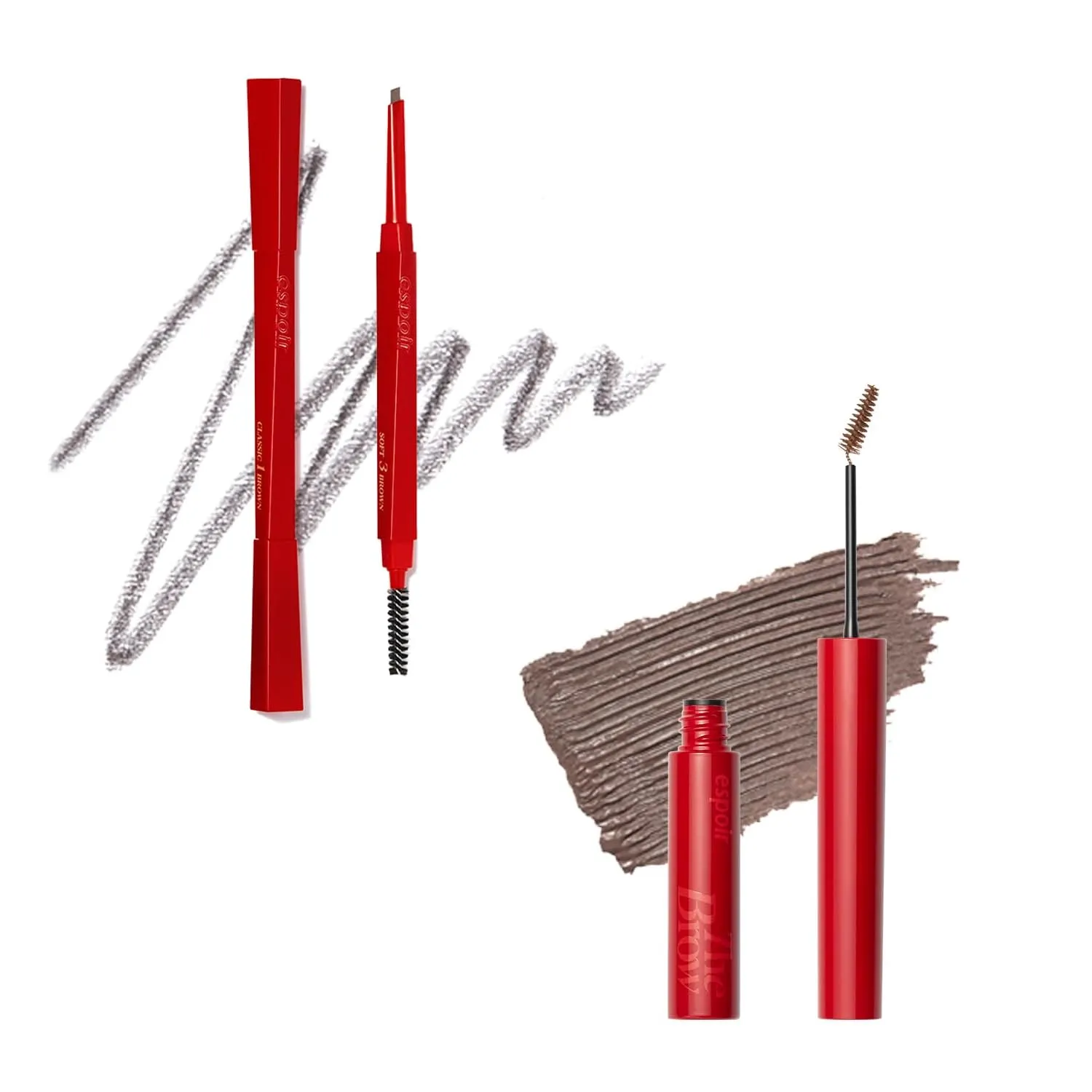 espoir Eyebrow Makeup Duo｜Balance Pencil #Cool Gray   Color Fixing Cara #Cool Gray｜Easy and quick｜Longlasting Color with no smudge｜Korean Eyebrow Makeup