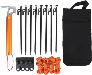 EVTSCAN Multiuse Tent Camping Stakes 30cm Portable Outdoor Stakes Guy Lines Kit for Hiking Backpacking (Black Orange)