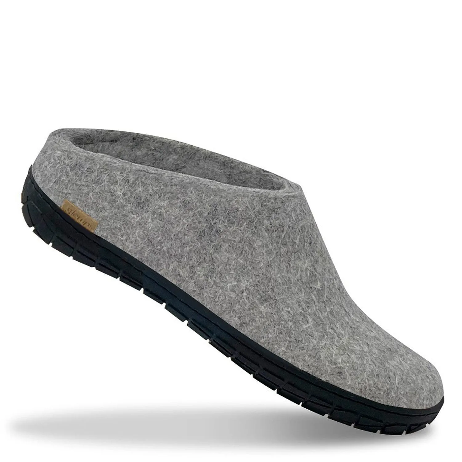 Felt Black Rubber Sole Mule - Grey