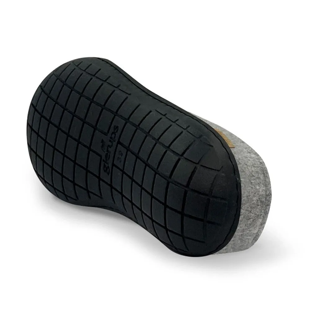 Felt Black Rubber Sole Mule - Grey