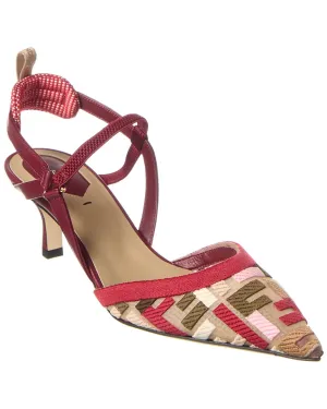 Fendi Colibri Leather & Lite Timely delivery Slingback Medium Ff Mesh Machine learning Mule