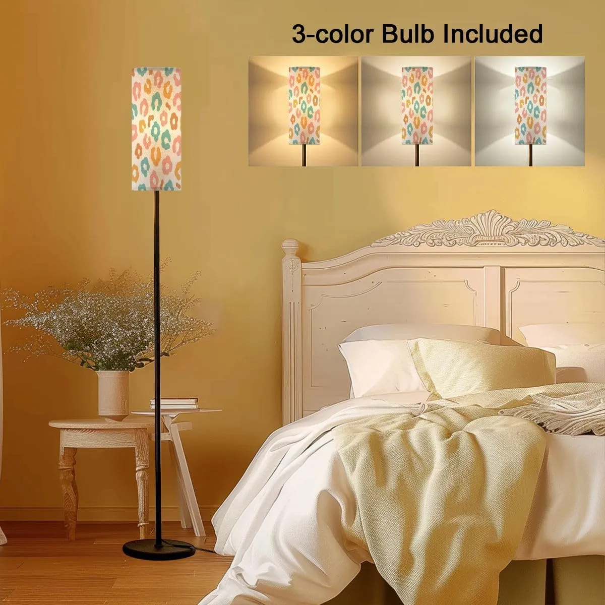 Floor Lamp for Living Room Simple pastel leopard skin print seamless pattern Cheetah skin flat Light Stand Lamp with Remote Control Dimmable LED Tall Lamps for Bedrooms Reading Western Home Decor