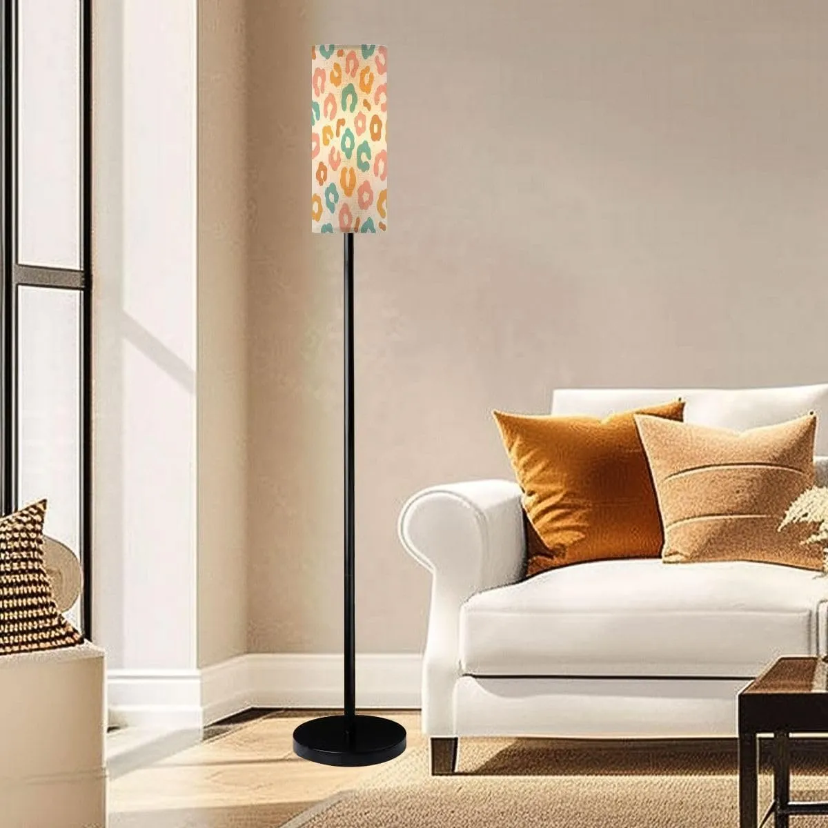 Floor Lamp for Living Room Simple pastel leopard skin print seamless pattern Cheetah skin flat Light Stand Lamp with Remote Control Dimmable LED Tall Lamps for Bedrooms Reading Western Home Decor