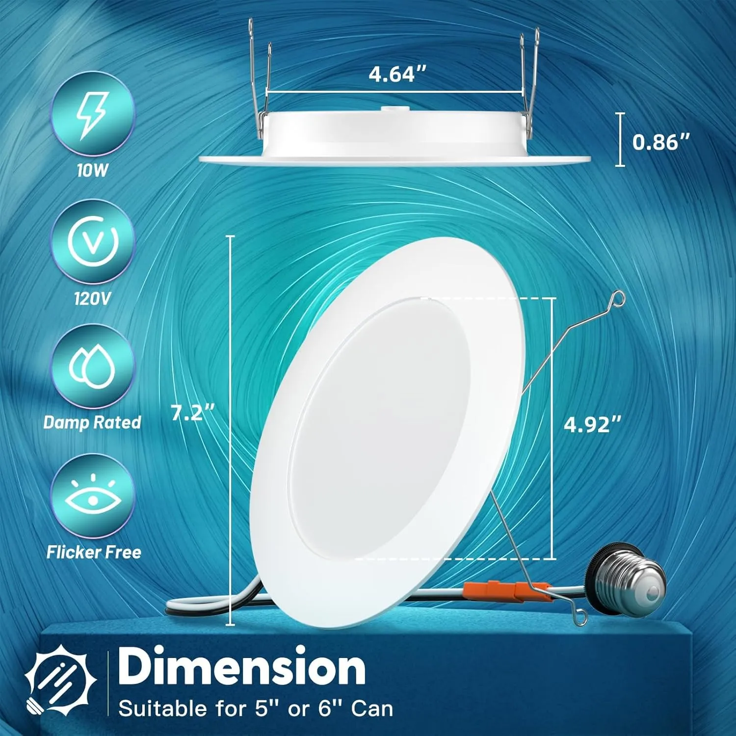 FREELICHT 24 Pack Retrofit LED Recessed Lighting 6 Inch, Selectable 2700K/3000K/4000K/5000K/6000K, Dimmable Flat LED Can Lights, 10W=110W, 1000LM, IC & Damp Rated, ETL & FCC, White