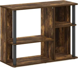 Furinno Classic Stand with Plastic Poles for TV up to 40-Inch, Amber Pine/Black