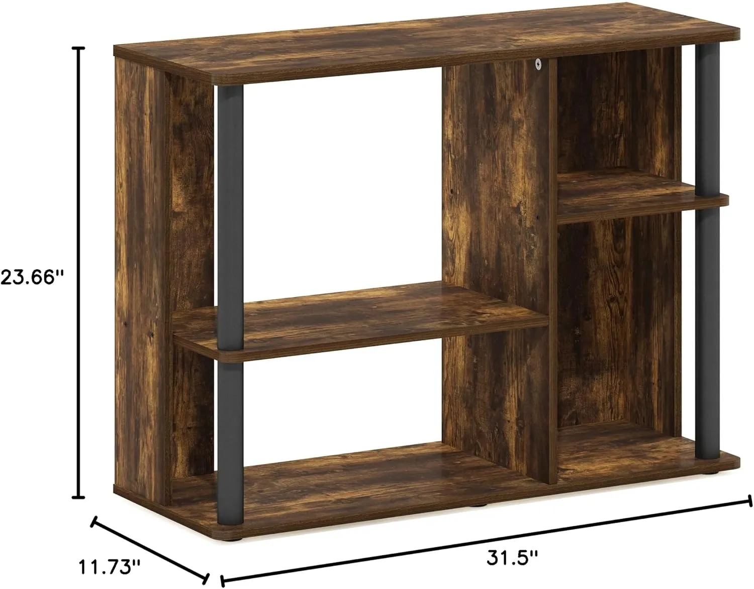 Furinno Classic Stand with Plastic Poles for TV up to 40-Inch, Amber Pine/Black