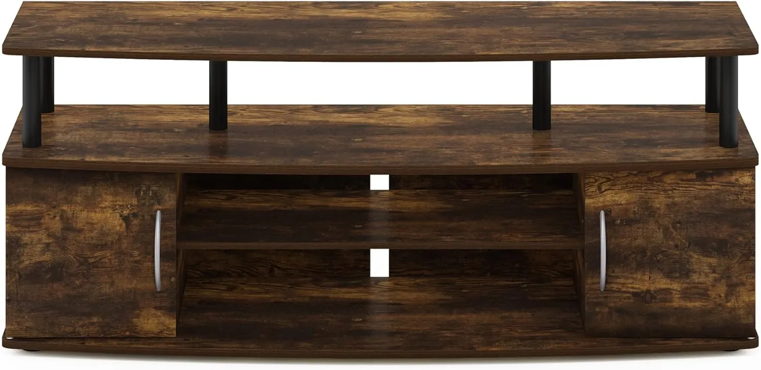 Furinno Jaya Entertainment Center Stand Unit/TV Desk for up to 55 inch, Amber Pine/Black