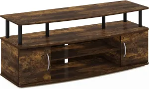 Furinno Jaya Entertainment Center Stand Unit/TV Desk for up to 55 inch, Amber Pine/Black