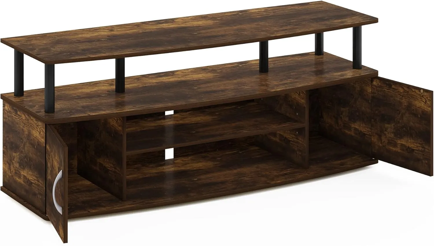 Furinno Jaya Entertainment Center Stand Unit/TV Desk for up to 55 inch, Amber Pine/Black