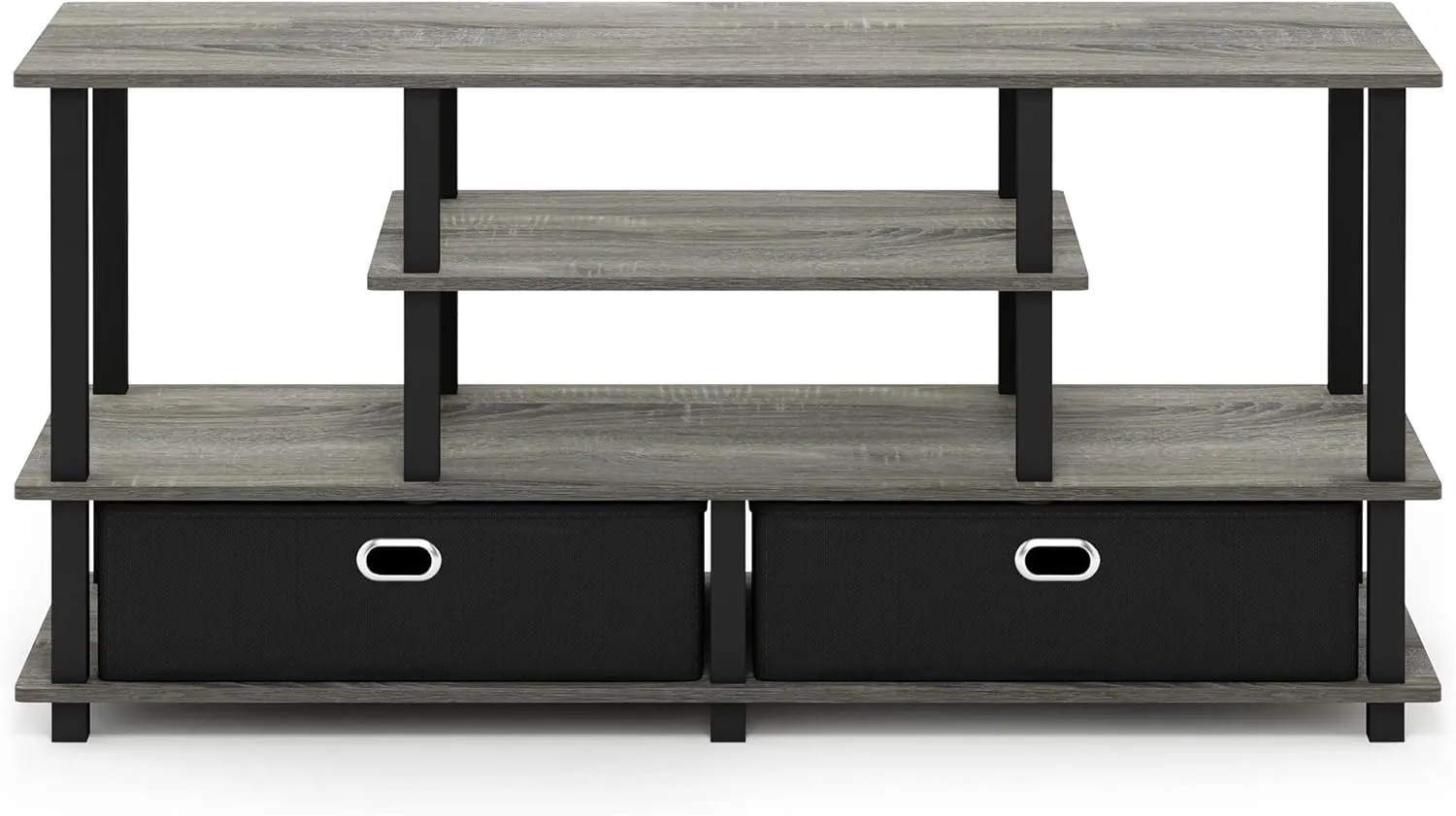 Furinno JAYA Large Stand for up to 55-Inch TV, French Oak, 47. 63(W) x 15. 55(H) x 22. 79(D) Inches., Grey/Black