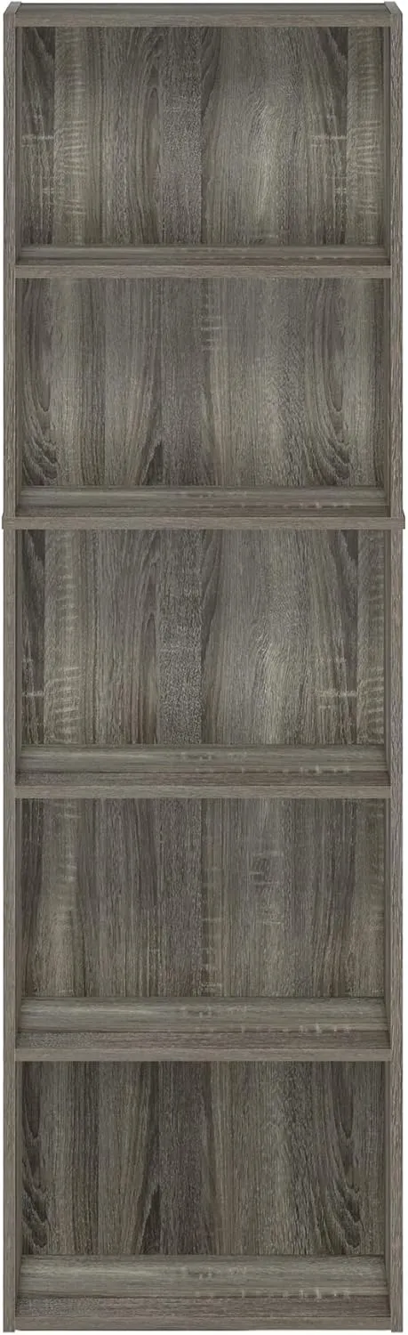 Furinno Luder Bookcase / Bookshelf / Storage Shelves, 5-Tier, French Oak