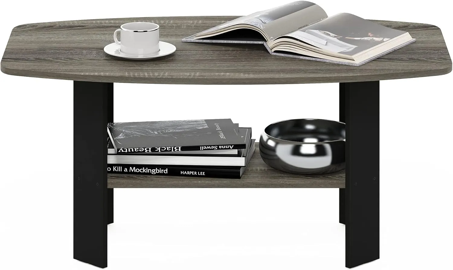 Furinno Simple Design Coffee Table, French Oak Grey/Black