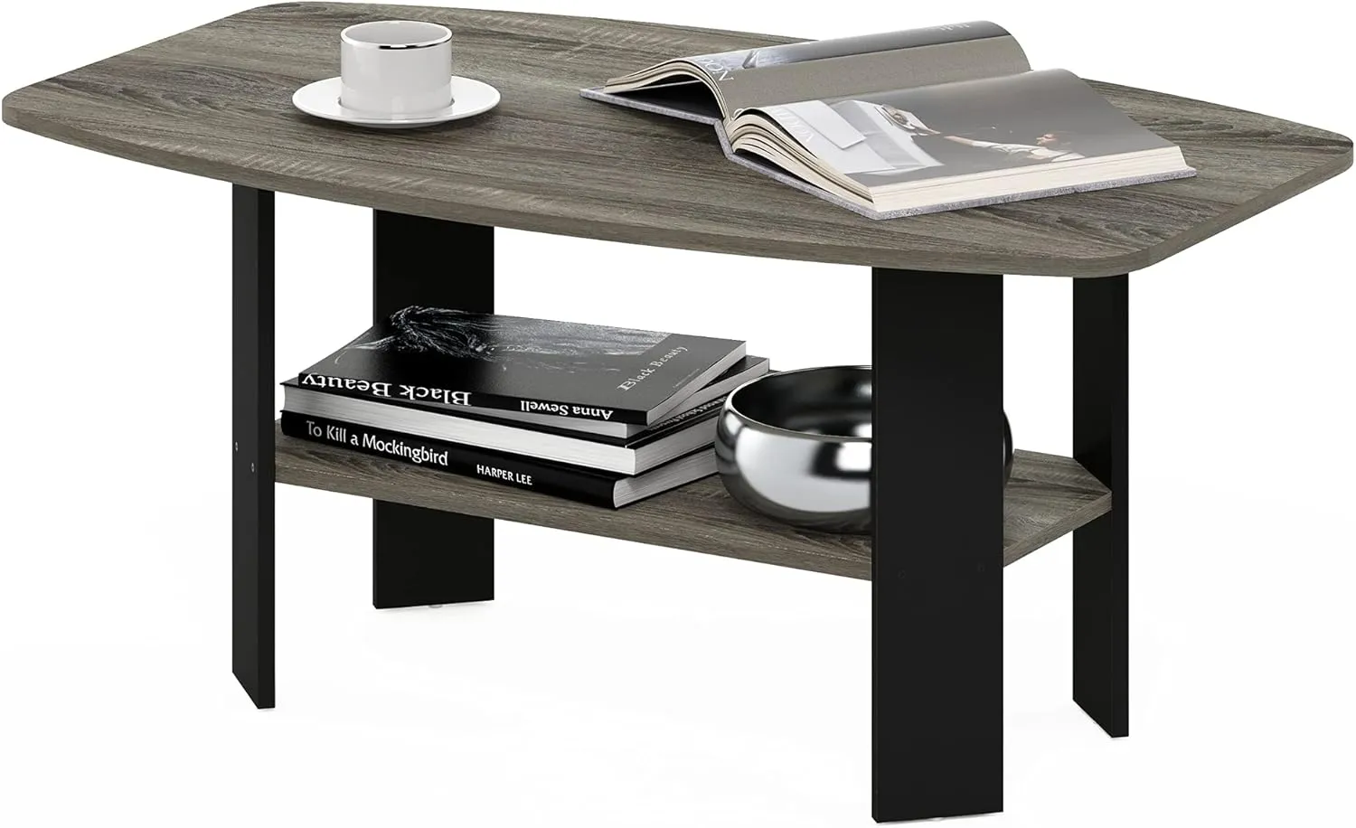 Furinno Simple Design Coffee Table, French Oak Grey/Black
