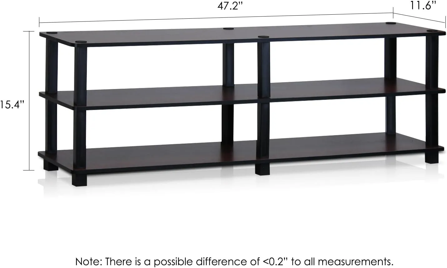 Furinno Turn-S-Tube No Tools 3-Tier Entertainment TV Stands, Dark Cherry and Black