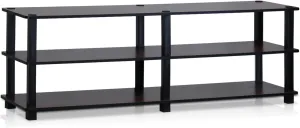 Furinno Turn-S-Tube No Tools 3-Tier Entertainment TV Stands, Dark Cherry and Black