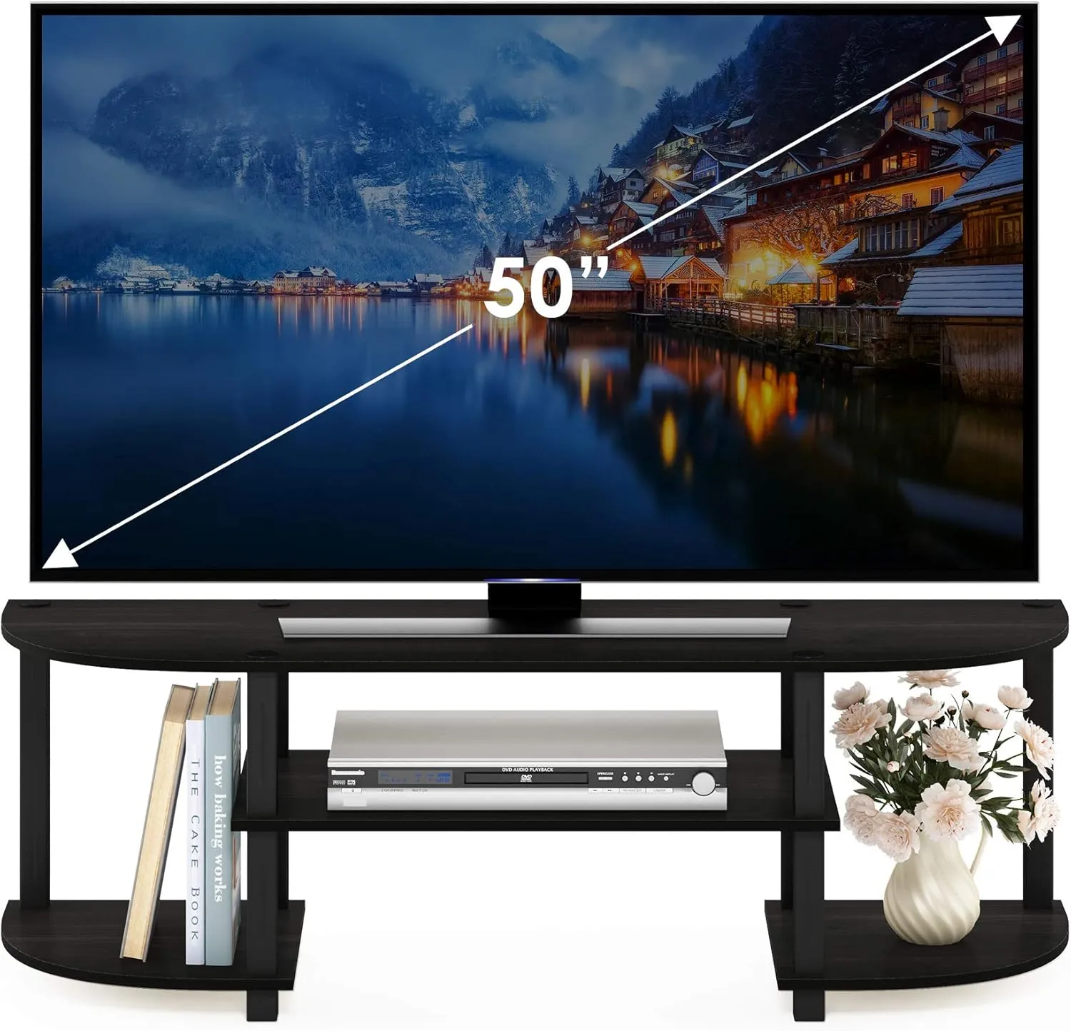 Furinno Turn-S-Tube Wide TV Entertainment Center, Espresso/Black