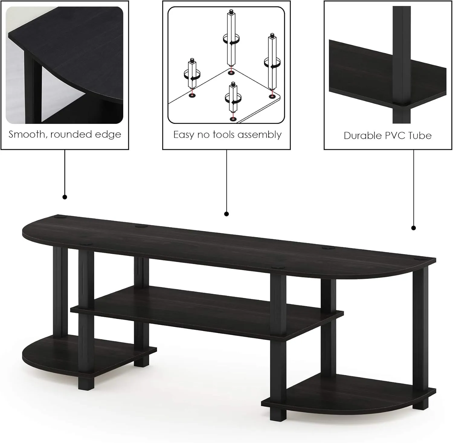 Furinno Turn-S-Tube Wide TV Entertainment Center, Espresso/Black