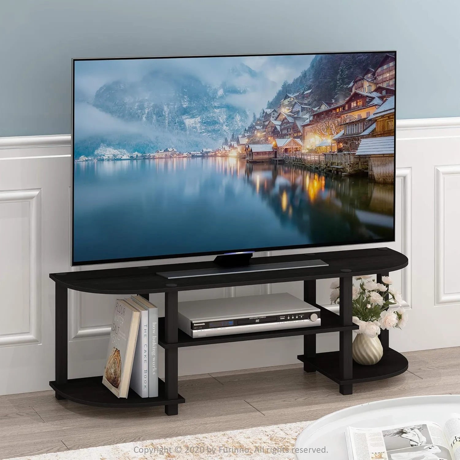 Furinno Turn-S-Tube Wide TV Entertainment Center, Espresso/Black