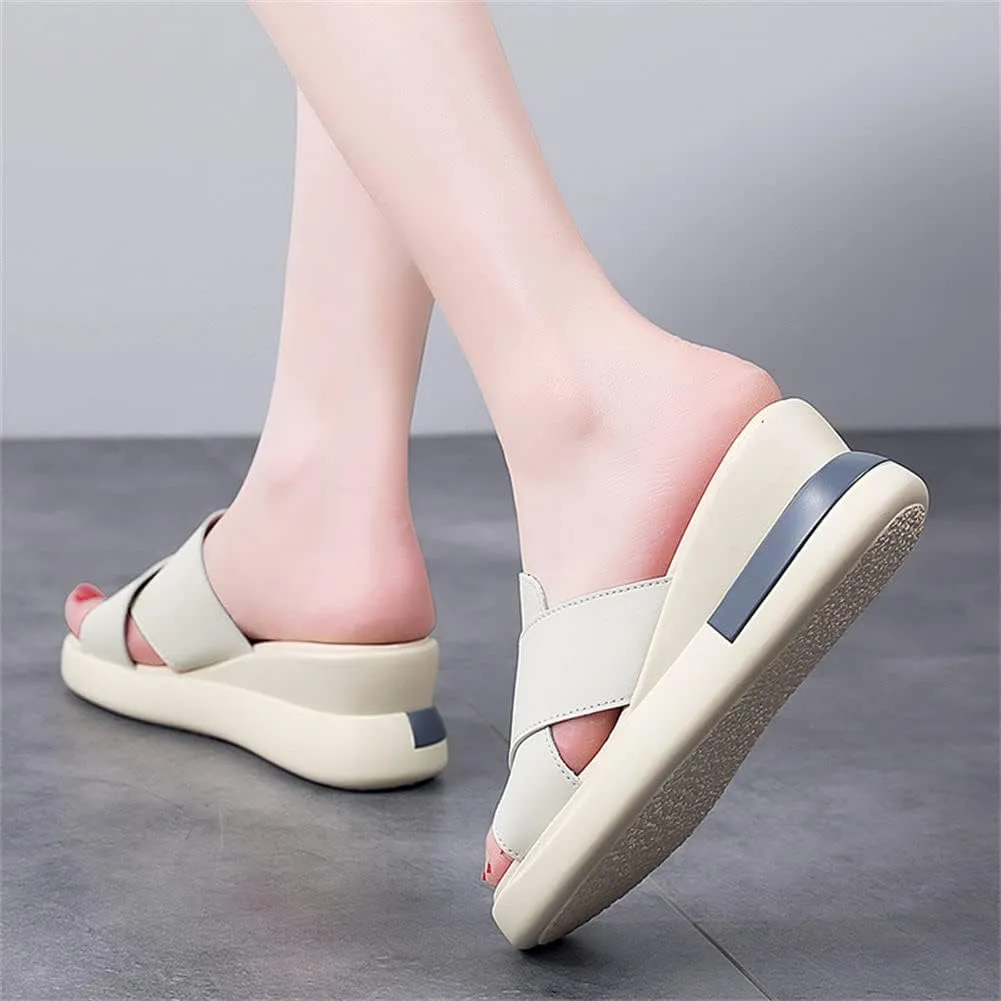 GEXECEUSS Womens Wedge Sandals Slope Heel Thick Bottom Slip On Slippers Non Slip Vintage Open Toe Sandals for Street Work School Beach