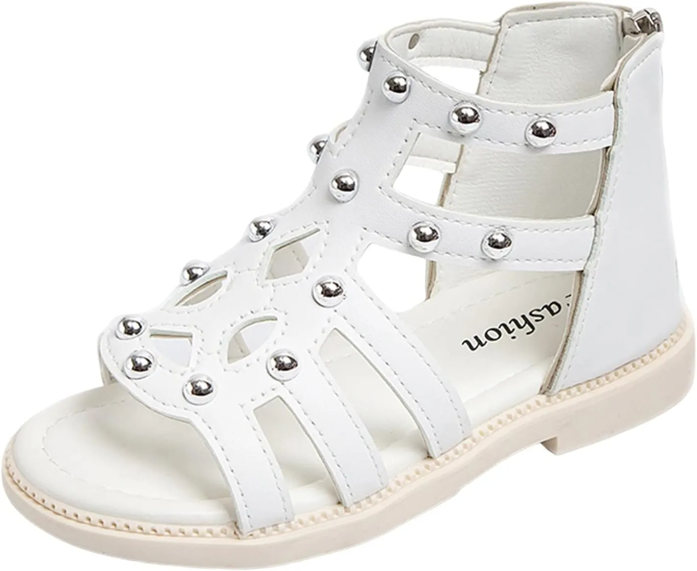 Girls Sandal Summer High Top Dress Shoes Non Slip Open Toe Beach Sandal Toddler Leather Zipper Back Pumps