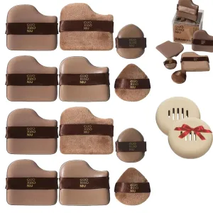 Guo Xiao Niu Makeup Puff, 1 Box Of 6 Pcs Guoxiaoniu Chocolate Color Quick Makeup Foundation Puff Set, Chocolate Powder Puff, Guoxiaoniu Makeup Puff (2 Boxes)