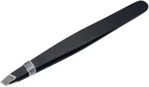 Hair Removal Tweezers Useful Professional Eyebrow Tweezers Hair Beauty Slanted Stainless Steel Tweezer(Black)